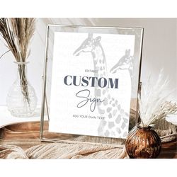 giraffe sign giraffe party sign template safari adventure table sign decor giraffe minimal theme 1st birthday baptism ba