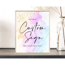 pastel sign ombre table sign decor pastel ombre rainbow watercolor colorful party birthday baptism baby shower wedding b