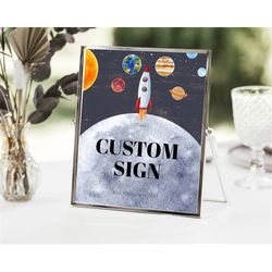 space table sign decor galaxy space adventure party first trip around the sun planets solar system 1st birthday baptism