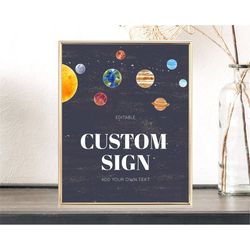 space table sign decor galaxy space adventure party first trip around the sun planets solar system 1st birthday baptism