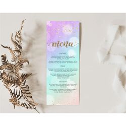 pastel menu pastel rainbow menu template colorful pastel table decor confetti watercolor pastel dinner dessert ombre par