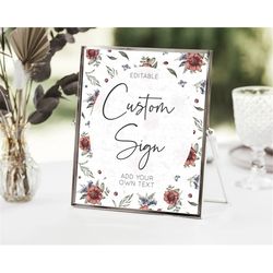 wildflower floral table sign decor secret garden sign template pastel floral garden party boho flowers birthday baby sho