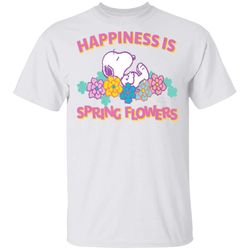 peanuts snoopy happiness is spring flowers t-shirt