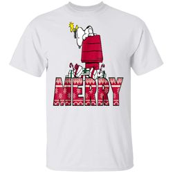 peanuts snoopy holiday merry t-shirt
