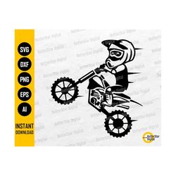 Chibi Motorcycle Racer SVG | Cute Dirt Bike PNG | Offroad Racing Circuit Vehicle Race | Cutfile Printable Clip Art Vector Digital Dxf Eps Ai
