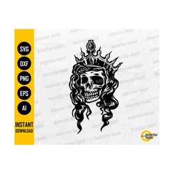 skull queen svg | skeleton woman svg | gothic girl decal shirt vinyl graphics | cutting file printable clipart vector digital dxf png eps ai