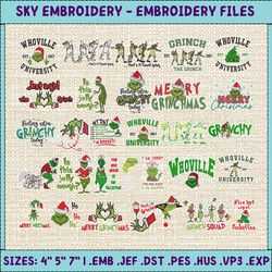 30+ green monster embroidery bundle, ew people embroidery, christmas bundle embroidery, movie christmas embroidery, christmas 2023