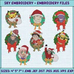 christmas anime embroidery, christmas bundle embroidery, christmas embroidery designs, anime embroidery design