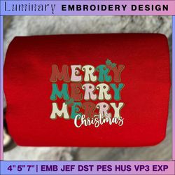 retro christmas season embroidery machine design, merry christmas 2023 embroidery design, happy xmas text embroidery design