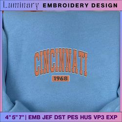 cincinnati football 1968 embroidery design, cincinnati embroidery design, machine embroidery design, embroidery files, instant download