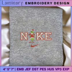 nike x grinch embroidered sweatshirts, christmas embroidered sweatshirts, swoosh embroidered shirts, digital download