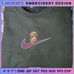 nike x elsa embroidered sweatshirts, cartoon embroidered sweatshirts, swoosh embroidered shirts, embroidery design