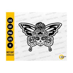 sugar skull butterfly svg | calavera svg | gothic decal t-shirt graphics illustration | cricut cameo clip art vector digital dxf png eps ai