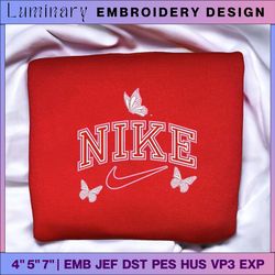 pink butterfly nike brand embroidered sweatshirt, brand embroidered crewneck, custom brand embroidered sweatshirt, best-selling brand embroidered sweatshirt, brand sweatshirt