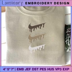 neutral swoosh drip crewneck, embroidered sweatshirt, embroidery design, embroidery designs