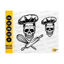 Baker Crossbones Svg | Rolling Pin Bake Cake Pastries Pastry Chef Cook Oven Whisk Spatula | Cut Files Clip Art Vector Digital Dxf Png Eps Ai