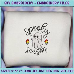 hello spooky embroidery file, spooky halloween craft embroidery design, spooky season embroidery design