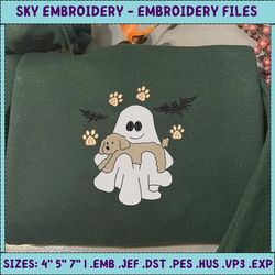 mini ghost dog embroidery design, halloween spooky embroidery design, boo puppy embroidery file