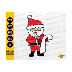 santa checking list png | cute christmas png | santa claus naughty list | cricut silhouette printable clipart vector digital dxf svg eps ai