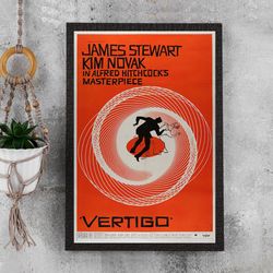 vertigo 1958 us movie poster - waterproof canvas film poster - movie wall art - movie poster gift - size a4 a3 a2 a1 - u