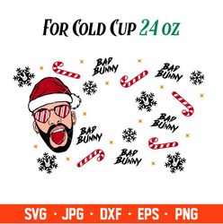 bad bunny christmas full wrap svg, starbucks svg, coffee ring svg, cold cup svg, cricut, silhouette vector cut file