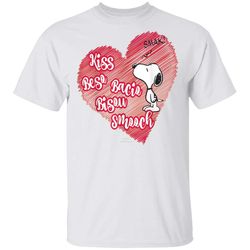 peanuts snoopy kiss beso bacie bisou smooch smak t-shirt