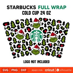 christmas leopard full wrap svg, starbucks svg, coffee ring svg, cold cup svg, cricut, silhouette vector cut file