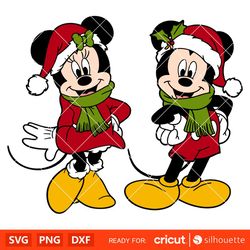christmas mickey & minnie svg, christmas svg, disney christmas svg, santa claus svg, cricut, silhouette vector cut file