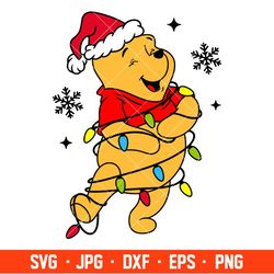 christmas pooh bear svg, free svg, cricut, silhouette vector cut file