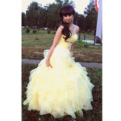 lemon off the shoulder sweetheart neck shiny beading  tulle lace yellow prom dress grace karin