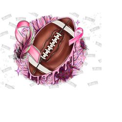 American Football with ribbon PNG , Sublimation design , Breast cancer awareness , Cancer awareness shirt ,Pink ribbon ,Football PNG