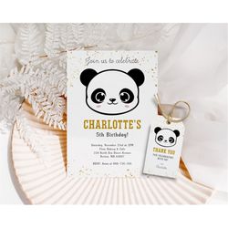 panda birthday invitation panda theme party panda birthday invite animal birthday invitation editable invite instant dow