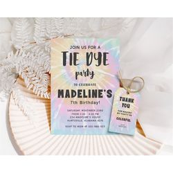 tie dye invitation tie dye party birthday invitations rainbow party invitations tie-dye party invitation sleep over part