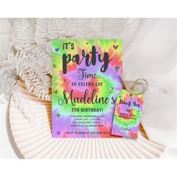 tie dye birthday invitation tie dye birthday party invitations rainbow party invitations tie-dye party invitation rainbo