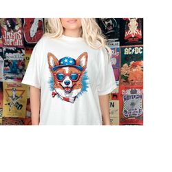 patriotic corgi dog fourth of july 4th hat sunglasses png  america flag usa sublimation digital design download graphic