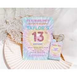 tie-dye birthday invitation rainbow tie dye invitation tie dye party invitation template colorful tie dye invitation inv