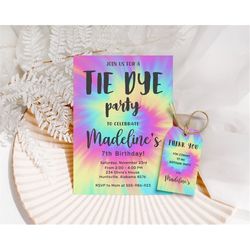 tie dye birthday invitation rainbow invitation party colorful tie dye invitation tie dye party theme tie dye birthday te