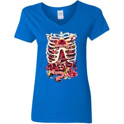 rick and morty anatomy park skeleton women v-neck t-shirt