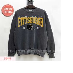 pittsburgh football comfort colors sweatshirt, vintage unisex pittsburgh crewneck, gift for football fan, oversized pitt