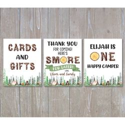 editable one happy camper birthday signs, happy camper poster, one happy camper decor, 8x10