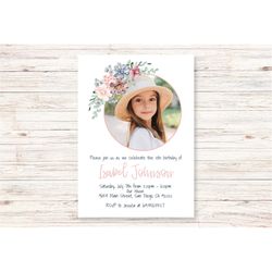 diy editable picture birthday party invitation template, blush and pink watercolor flowers, try before you buy, corjl, f
