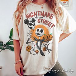 comfort colors vintage the nightmare on main street halloween shirt png, disney halloween shirt png, halloween pumpkin s