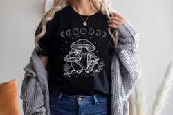 mushroom shirt png, moon phases and mushrooms t-shirt png ,magical celestial fungi shirt png ,goblincore aesthetic,cotta