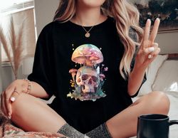 mushroom shirt png, halloween mushroom skull shirt png, hippie shirt png, decor art shirt png, plant shirt png, nature s