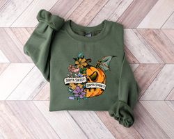 sorta sweet sorta spooky sweatshirt png, halloween sweatshirt png, flower pumpkin shirt png, flower skull shirt png, hal