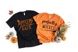 resting witch face shirt png, perfectly wicked shirt png, halloween shirt png, witch hat shirt png, halloween spell shir