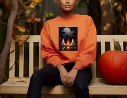 retro ghost book reading camping gothic halloween teachers shirt png, ghost book reading sweatshirt png, halloween trip