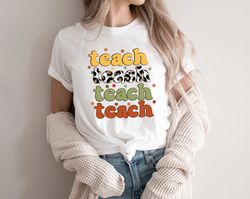 retro leopard teach shirt png, retro teach shirt png, retro teach t shirt png, teacher raglan, retro teacher shirt png,