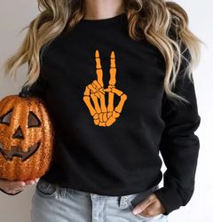 skeleton peace sign shirt png, halloween shirt png, skeleton hand shirt png, funny halloween shirt png, fall shirt png,