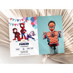 spidey and his amazing friends birthday invitation with photo spidey birthday invitation with picture spidey invite edit